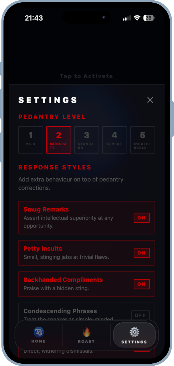 iPhone screenshot - Settings
